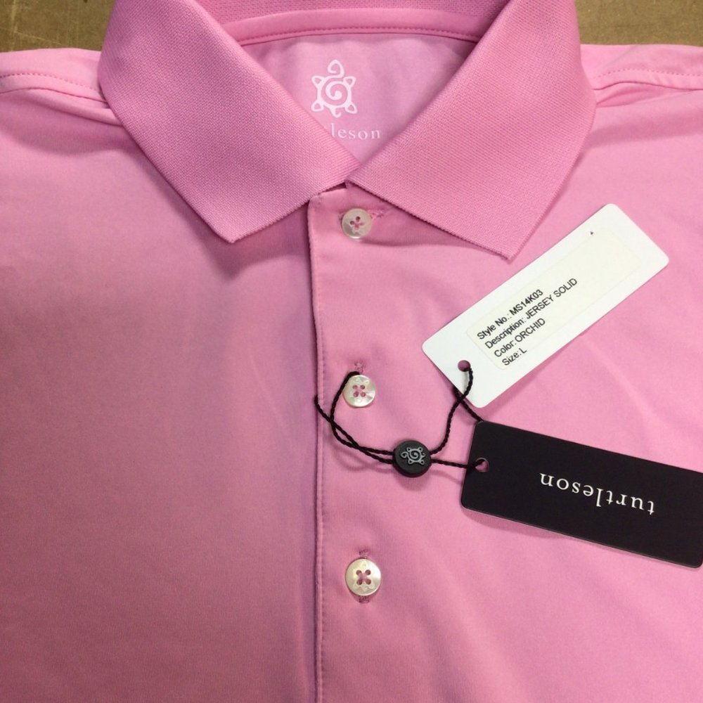 NWT Turtleson Jersey Solid Performance Polo ORCHID Size L